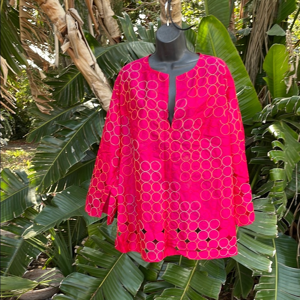 Apana Bawa polkadot, pure silk cut out tunic blouse
